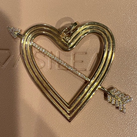 Adina Reyter Gold Heart Arrow Charm with Diamonds - Picture 11 of 12